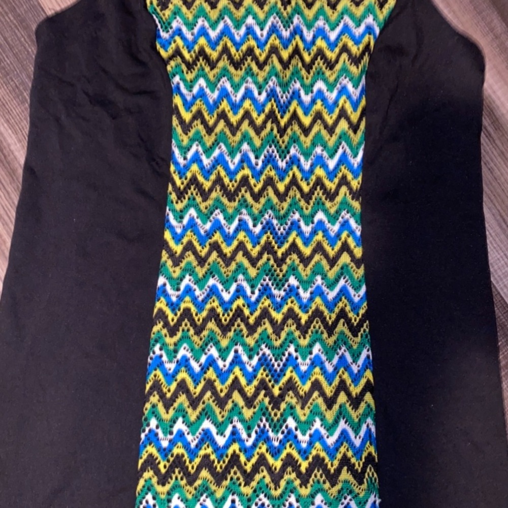 Kensie Black and Blue Sheath Mini Dress Sleeveless Scoop Neck - Picture 2 of 13